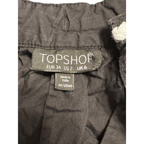 TopShop Black Floral Blouse Size 2 Boho - Picture 3 of 6